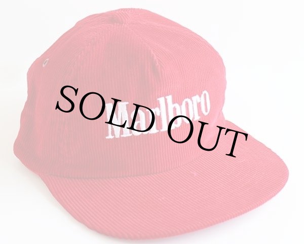 90s Marlboro マルボロ ロゴ刺繍 コーデュロイキャップ 赤 - Sixpacjoe