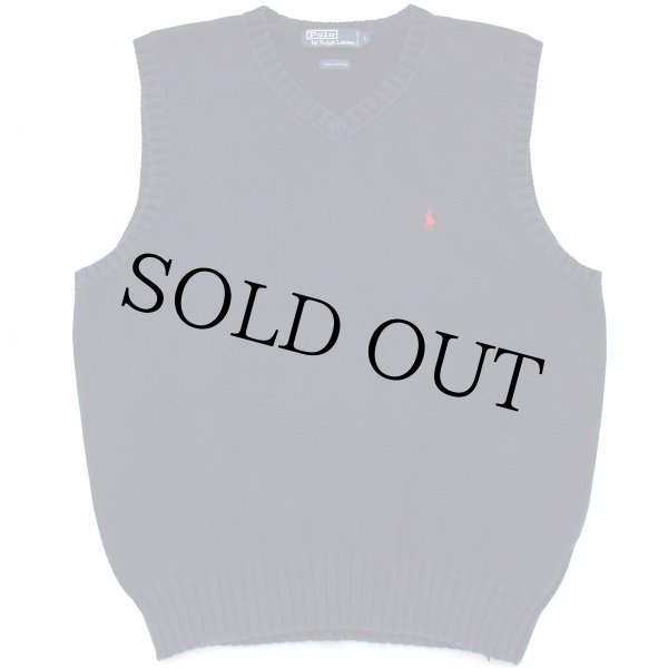 90s ポロ ラルフローレン ワンポイント Vネック コットンニット ベスト