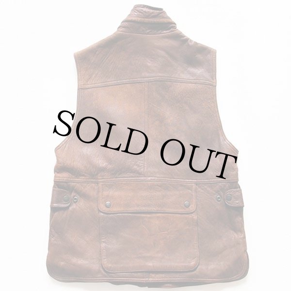 80s BANANA REPUBLICバナナリパブリック ラムレザー サファリベスト