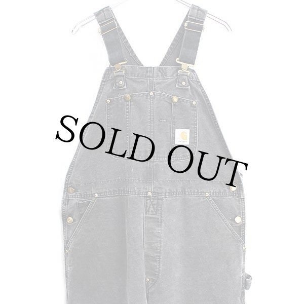 80s USA製 carharttカーハート ダック地 ダブルニー オーバーオール 黒