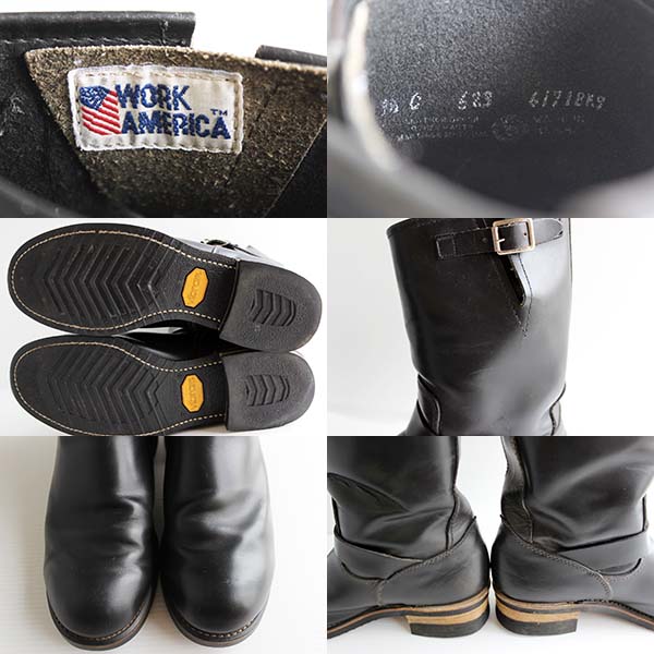 80s USA製 WORK AMERICA エンジニアブーツ 黒 9.5C - Sixpacjoe Web Shop