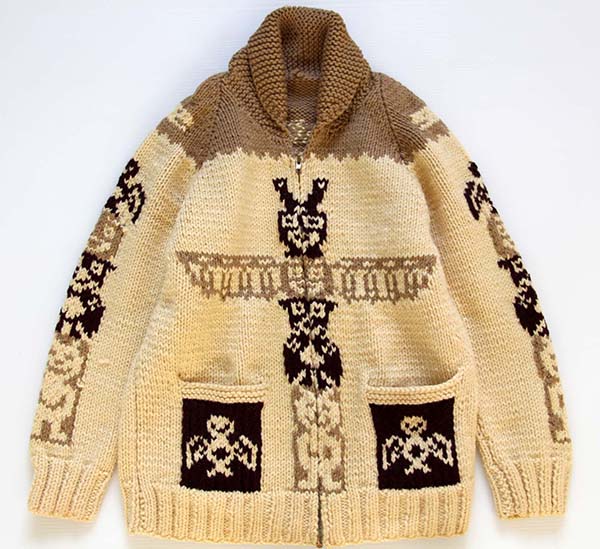 60s トーテムポール柄 ウール カウチンセーター - Sixpacjoe Web Shop