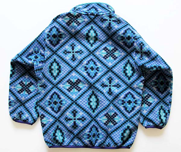 90s USA製 patagoniaパタゴニア モザイク 総柄 フリース スナップT XS
