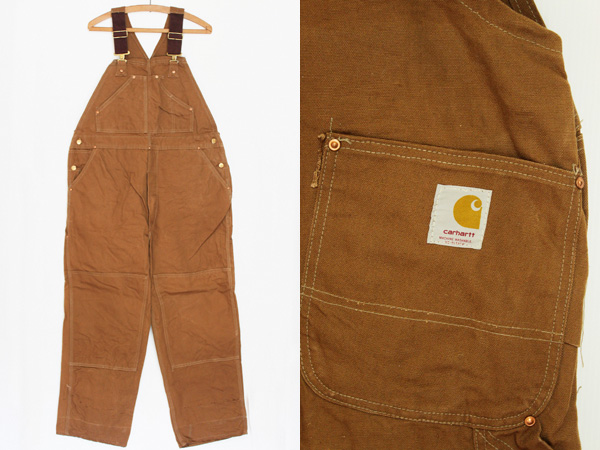 70s carharttカーハート 山ポケ ダック地 ダブルニー オーバーオール