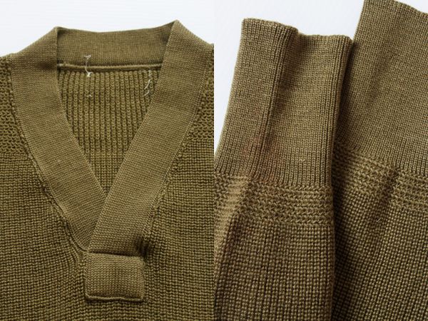 40s 米軍 USAAF A-1 Vネック ウールニット セーター オリーブドラブ