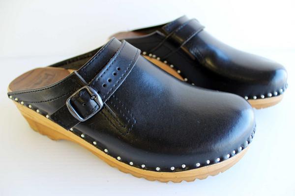 スウェーデン製 TROENTORP レザー サボ サンダル 黒 40☆クロッグ