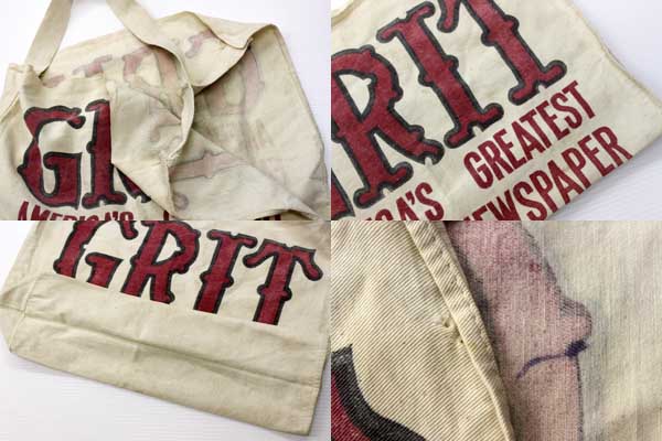 ビンテージ GRIT 染み込みプリント ニュースペーパーバッグ
