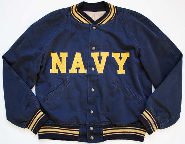 50s Eddie Leonard NAVY パッチ付き コットン スタジャン 紺