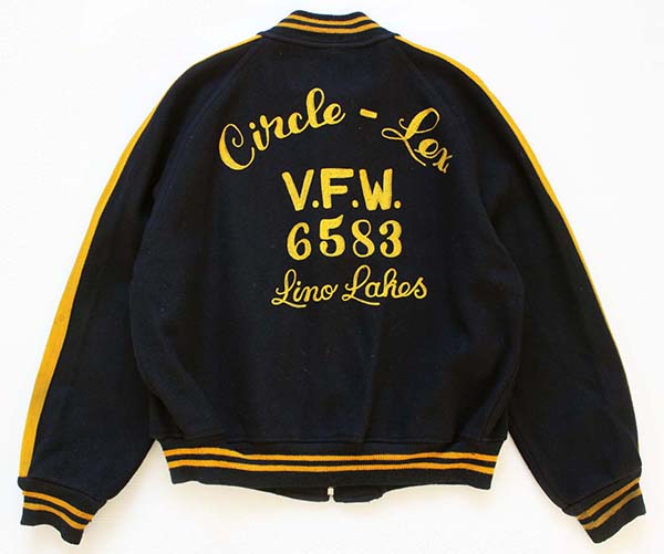 60s VFW パッチ&ピンズ付き チェーン刺繍 メルトン ウール ジップ