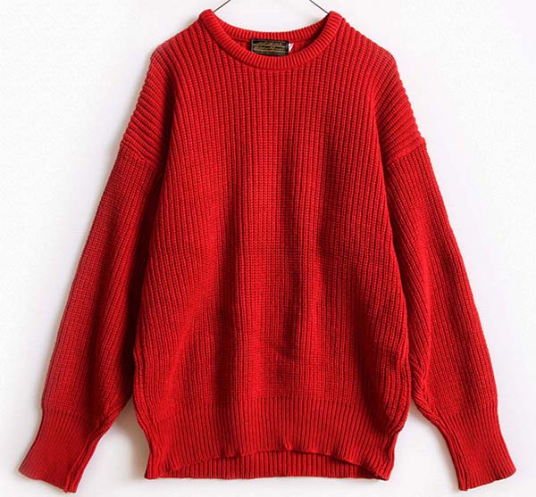 80s USA製 EddieBauerエディーバウアー 無地 ローゲージ コットン