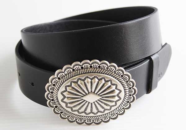 新品☆LAUREN ラルフローレン コンチョ バックル レザーベルト 黒 S