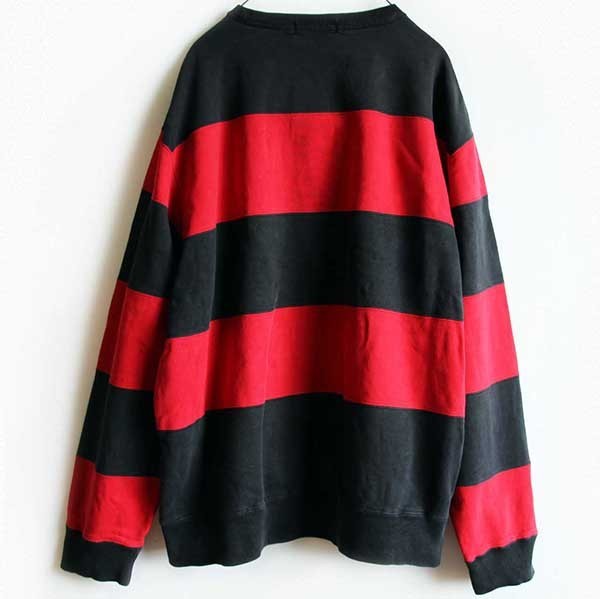 90s ポロ ラルフローレン 太ボーダー スウェット 赤×黒 L - Sixpacjoe