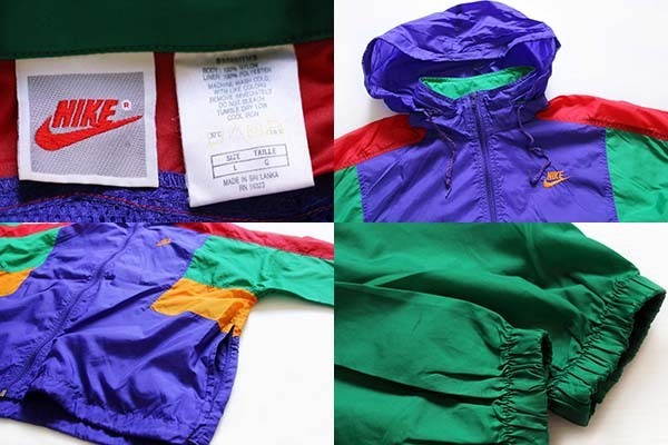 90s NIKEナイキ マルチカラー 切り替え ナイロンジャケット L