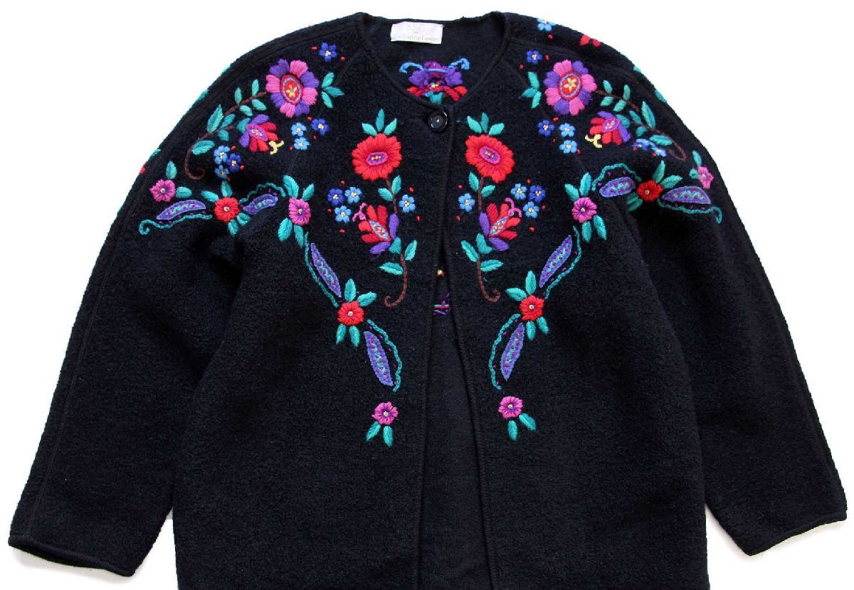 0116-5】Chesty 刺繍ウールポンチョ 0116-5】Chesty 刺繍ウール