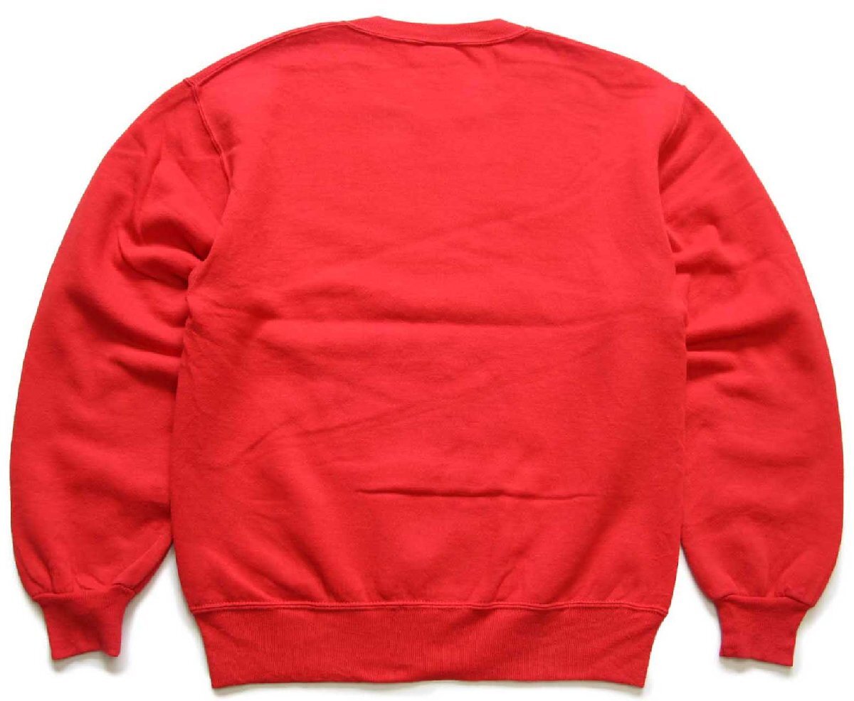 90s USA製 RUSSELLラッセル 無地 前V スウェット 赤 M☆ブランク