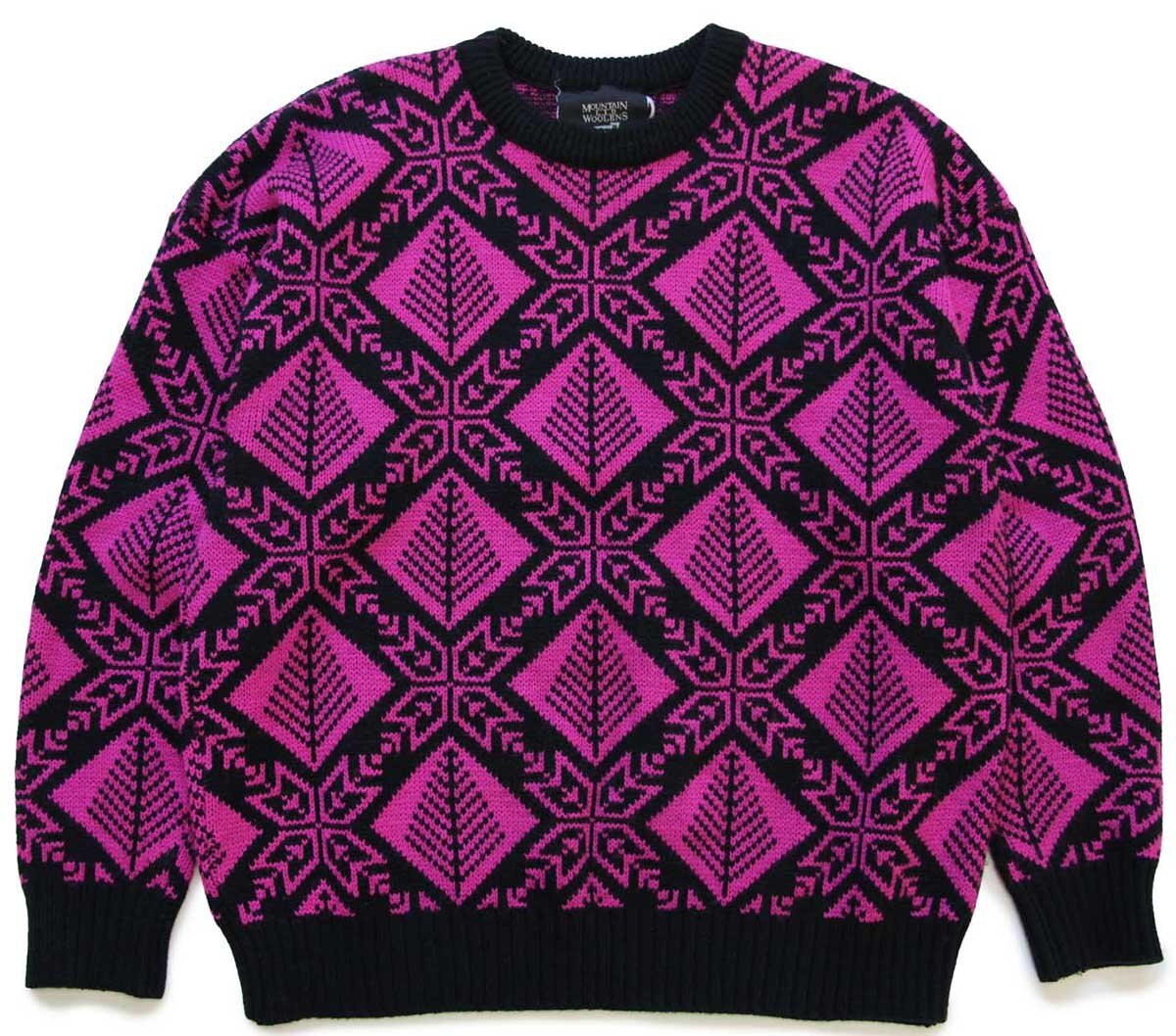 90s USA製 MOUNTAIN LID WOOLENS 雪柄 ノルディック柄 アクリル×ウール