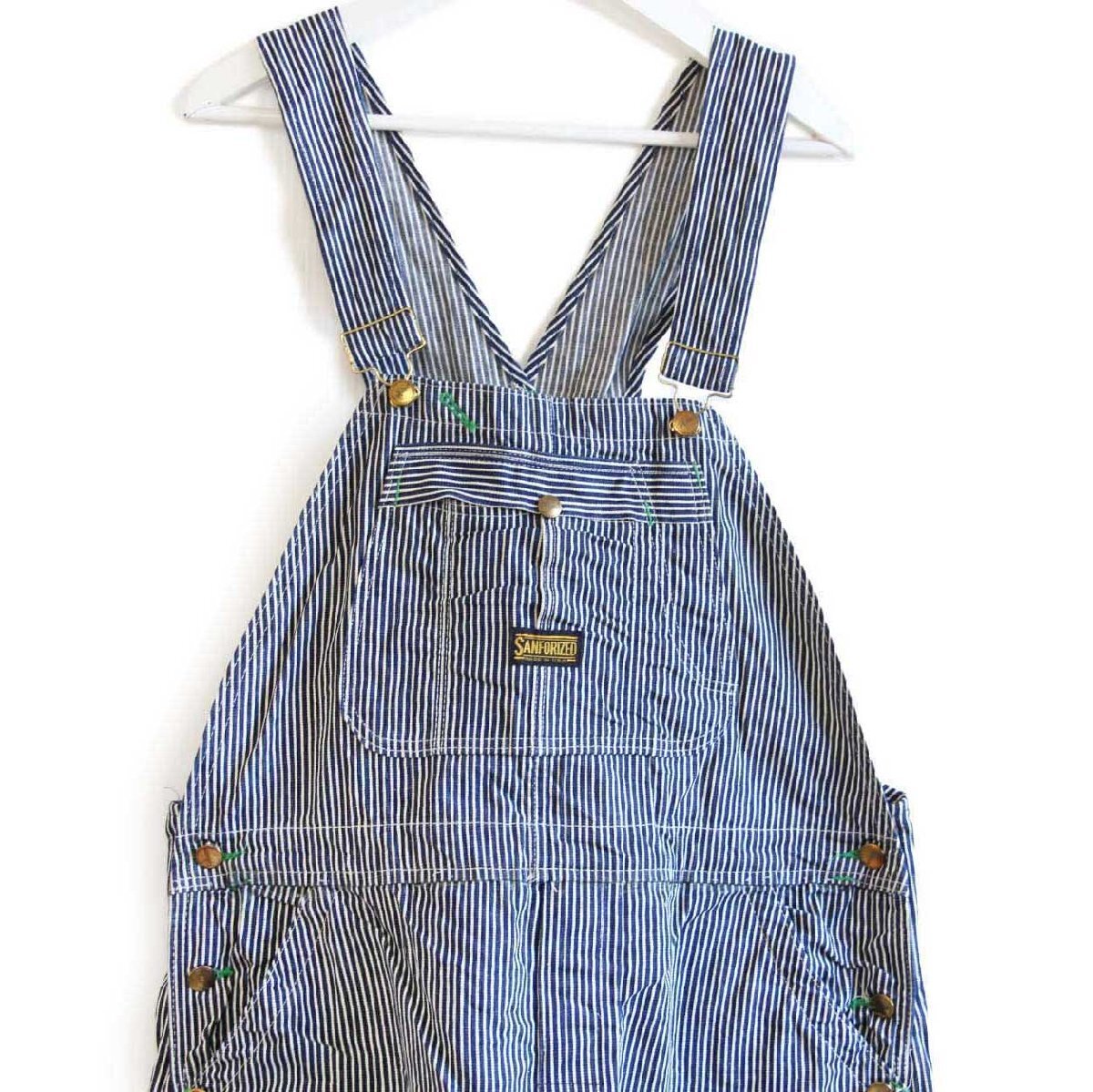 70s USA製 SANFORIZED ヒッコリー ストライプ オーバーオール w41