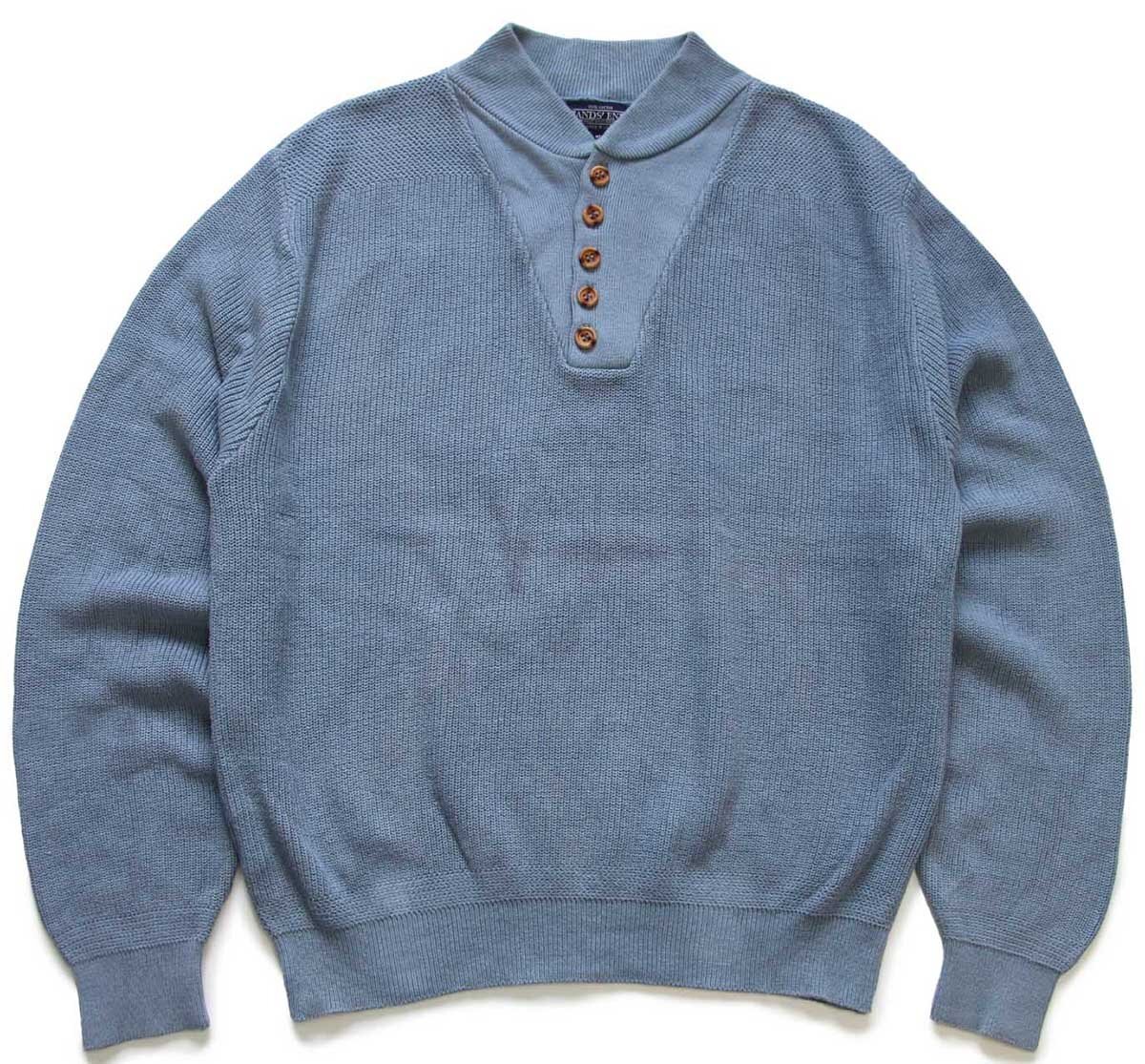 90s USA製 LANDS'ENDランズエンド 5ボタン ヘンリーネック コットン