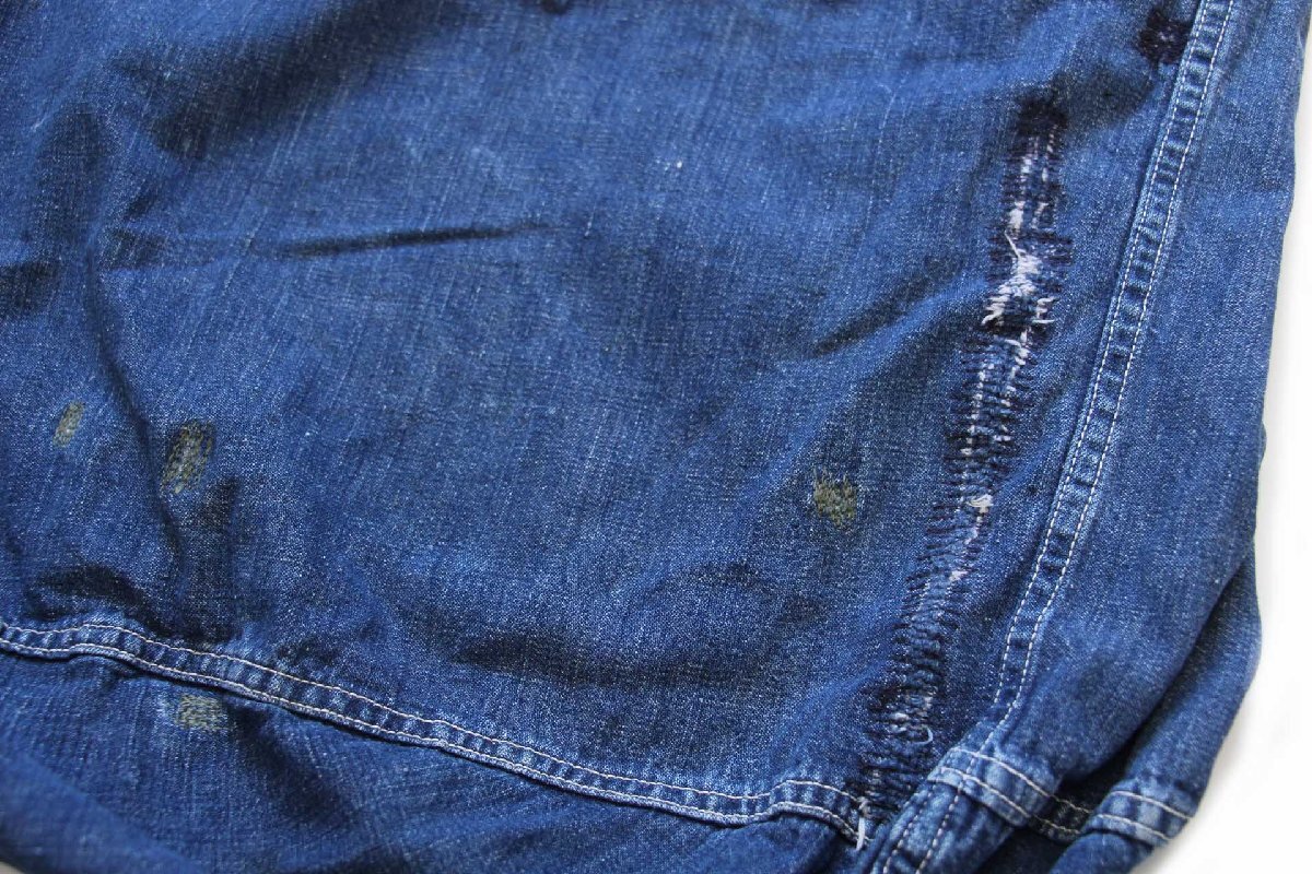 40s 米軍 U.S.NAVY インディゴ デニム バラックバッグ☆ランドリー