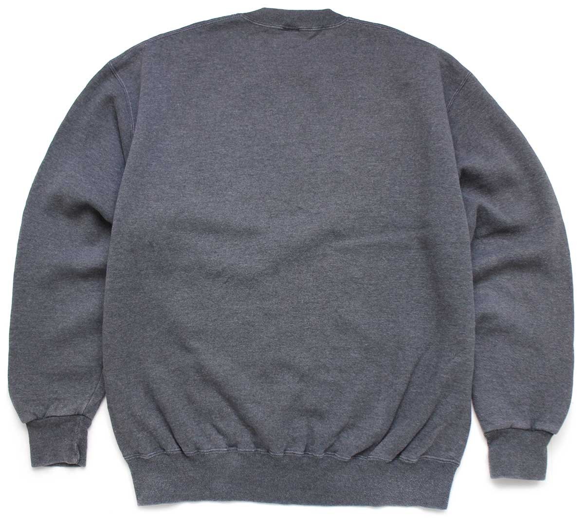 90s USA製 RUSSELLラッセル 無地 前V スウェット 杢チャコールグレー L