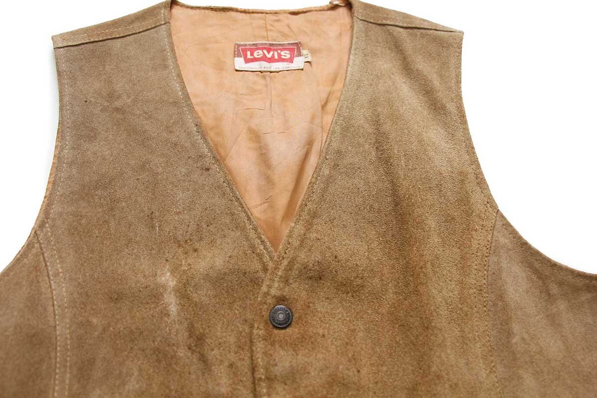 70s Levi'sリーバイス スエード レザーベスト 薄茶 XL - Sixpacjoe Web