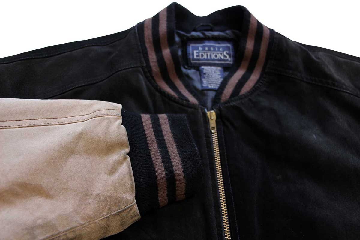 90s basic EDITIONS ツートン 切り替え キルティングライナー スエード