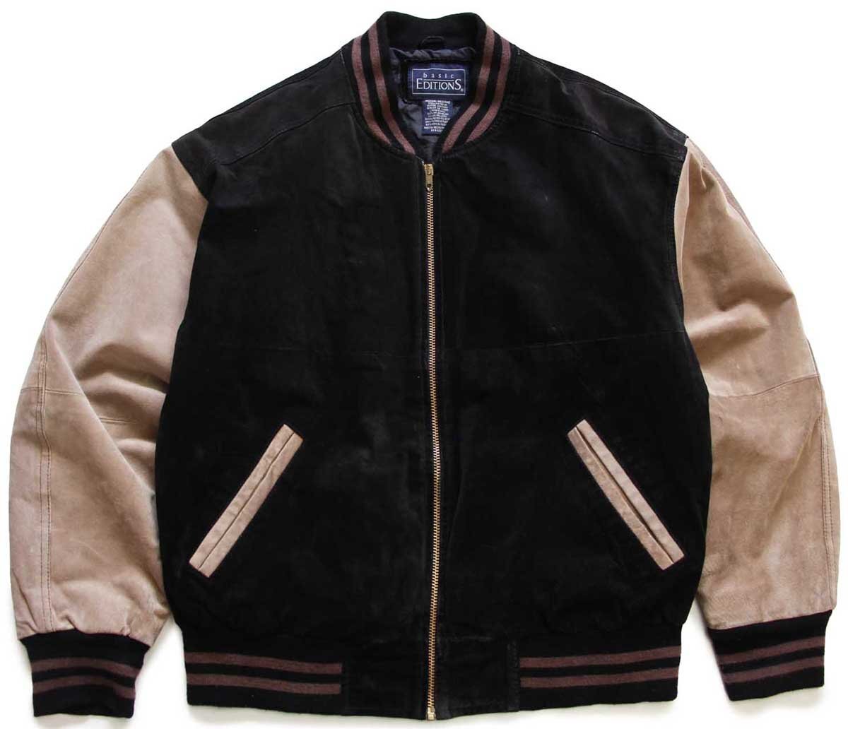 90s basic EDITIONS ツートン 切り替え キルティングライナー スエード