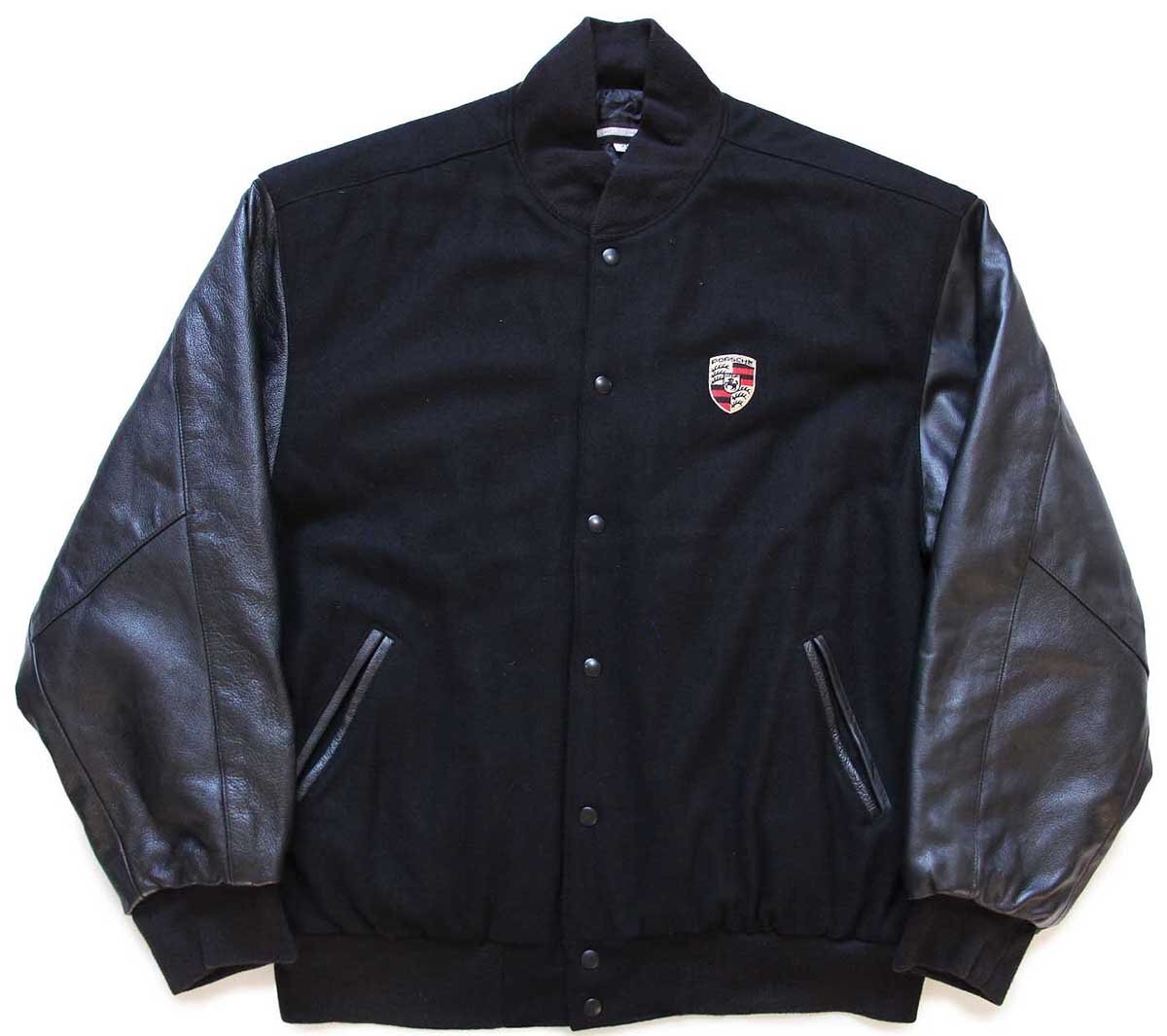 00s USA製 PORSCHE ポルシェ ロゴ刺繍 キルティングライナー メルトン