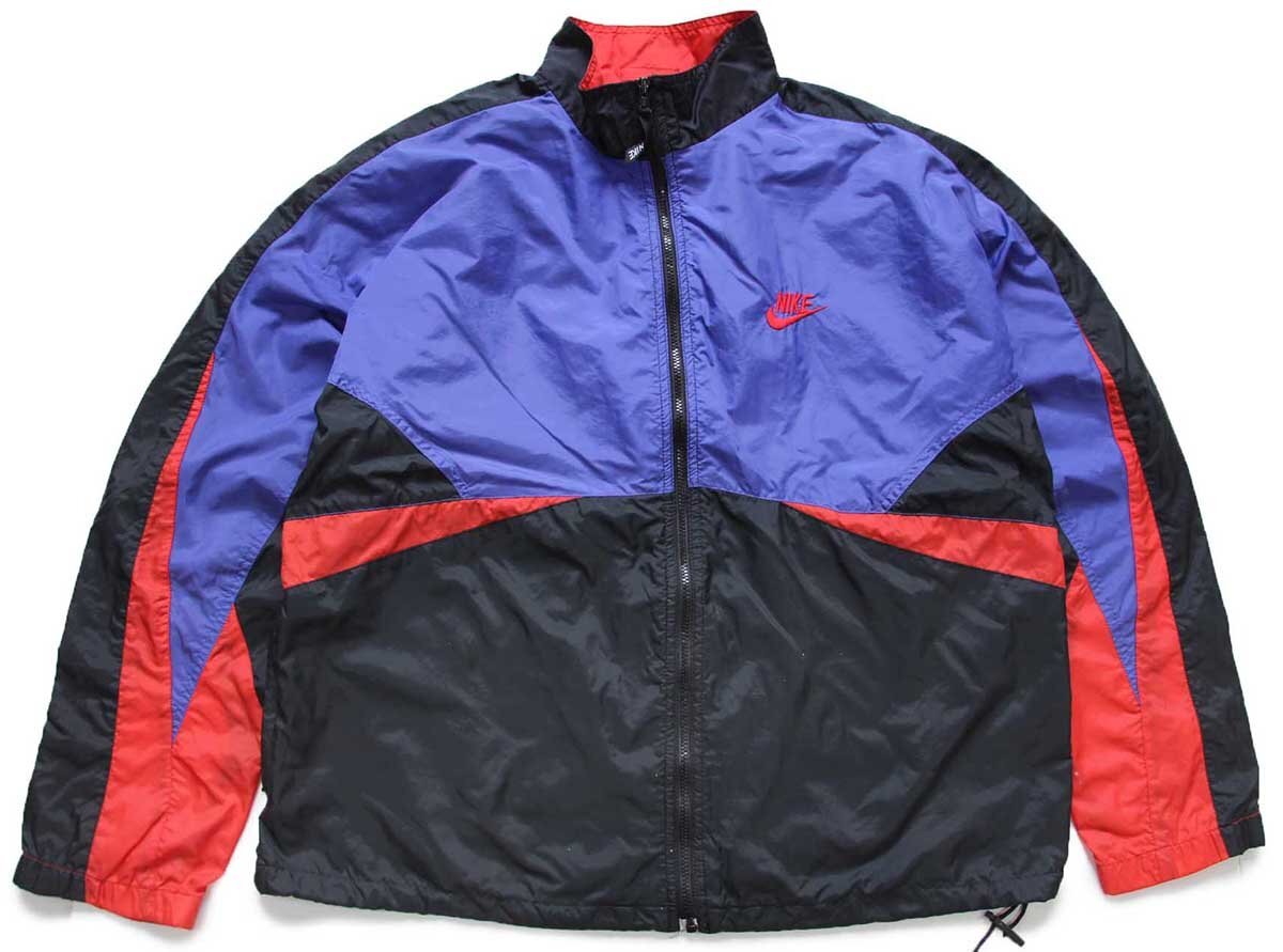 90s NIKEナイキ ロゴ刺繍 マルチカラー 切り替え ナイロンジャケット