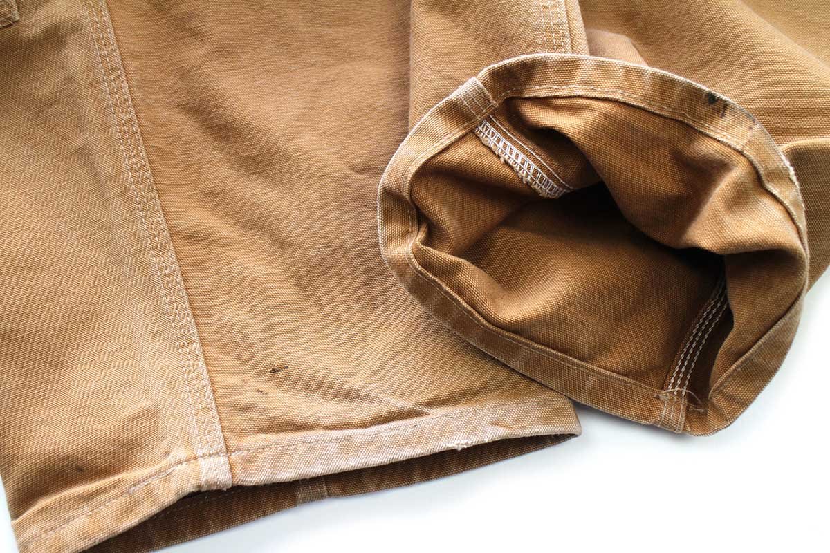 USA製 carharttカーハート ダブルニー ダック地 オーバーオール 茶 W44