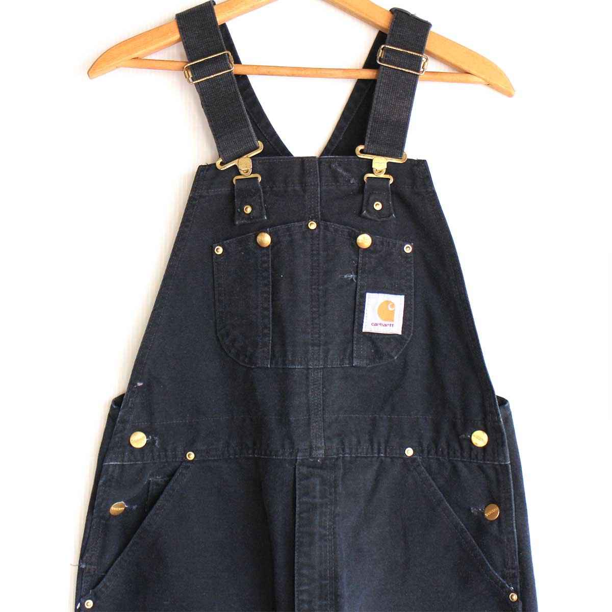 00s carharttカーハート ダブルニー ダック地 オーバーオール 黒 W34