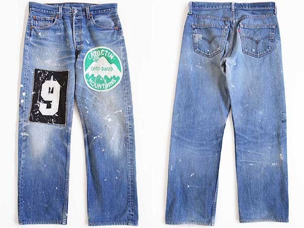 00s Levi'sリーバイス 501 パッチ&ペンキ加工 デニムパンツ w32