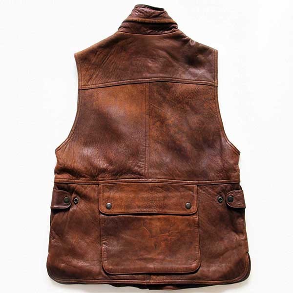 80s BANANA REPUBLICバナナリパブリック ラムレザー サファリベスト