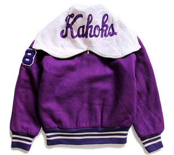 80s USA製 HOLLOWAY チェーン刺繍&パッチ付き セーラーカラー メルトン