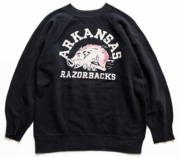 60s ARKANSAS RAZORBACKS イノシシ カラーフロッキープリント コットン