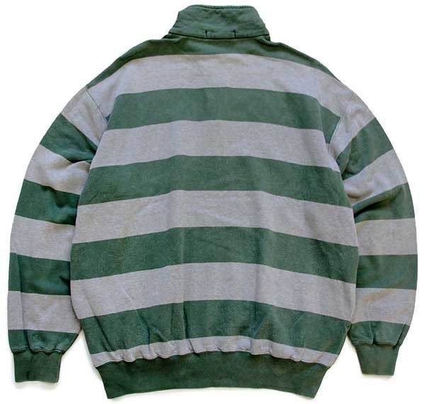 90s ポロ ラルフローレン 太ボーダー モックネック ハーフジップ