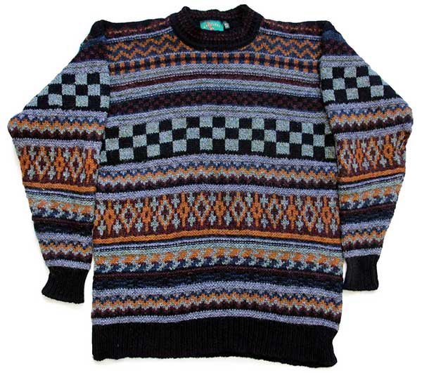 アイルランド製 GAELTARRA 総柄 ウールニット セーター 44 - Sixpacjoe