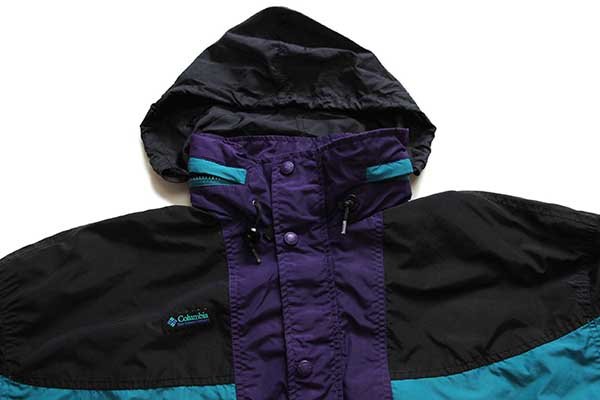 90s Columbiaコロンビア マルチカラー 切り替え ハーフジップ プル