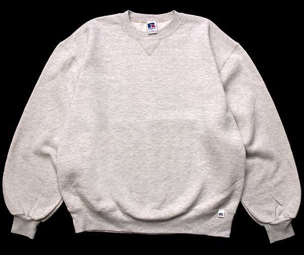 90s USA製 RUSSELLラッセル 無地 前V スウェット オートミール L