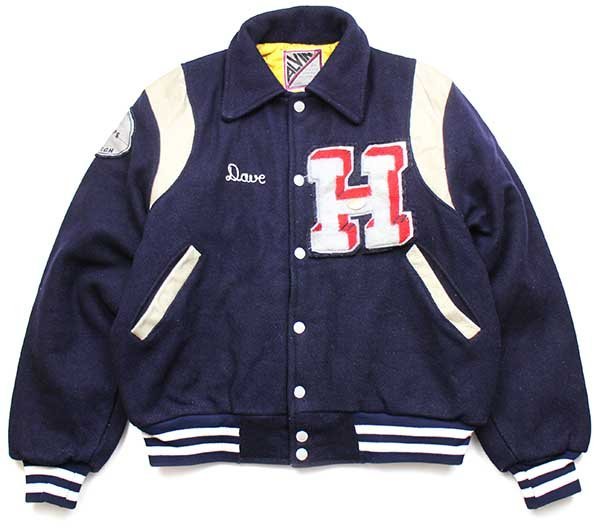 70s ALVIN Howardチェーン刺繍 パッチ付き メルトン ウール スタジャン