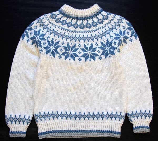 UNKNOWN 丸ヨーク 雪柄 ノルディック柄 ウール ハンドニット セーター
