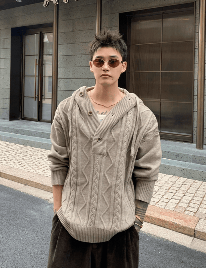 フード付きケーブルニット OR4744 – 韓国メンズファッション通販 - ORUN -