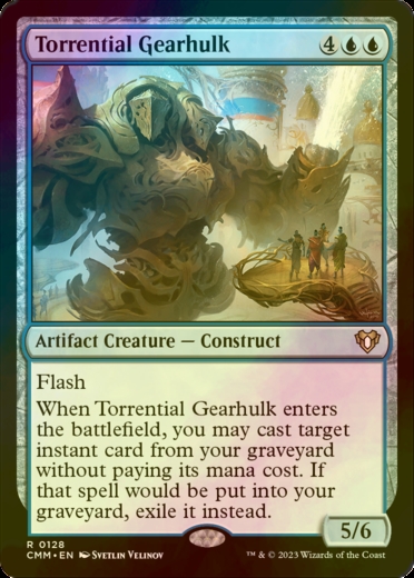 FOIL] 奔流の機械巨人/Torrential Gearhulk 【英語版】 [CMM-青R