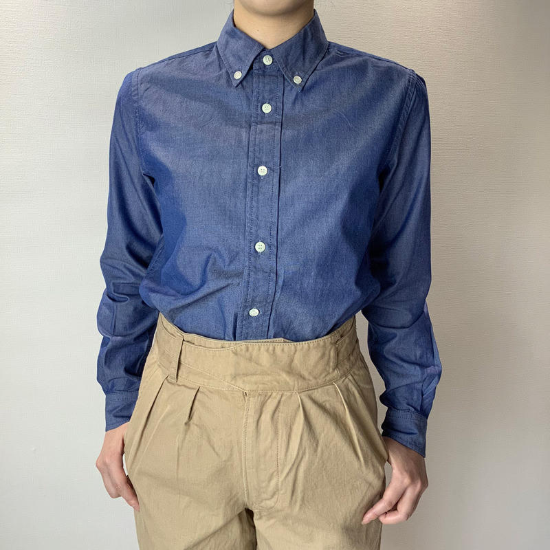 ダンガリークロスボタンダウンシャツ サックスブルー | SINME