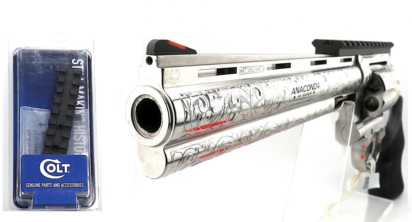 COLT ANACONDA 8” 44mag FULL COVERAGE DEEP ENGRAVED WITH COLT OPTIC