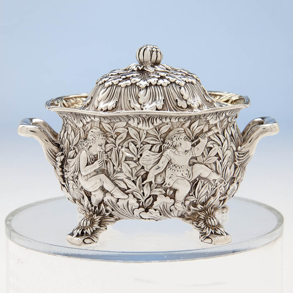 Tiffany & Co Figural Chrysanthemum Antique Sterling Silver Coffee