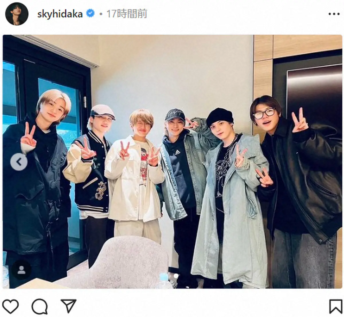 日高光啓こと、SKY―HI公式インスタグラム（＠skyhidaka）から