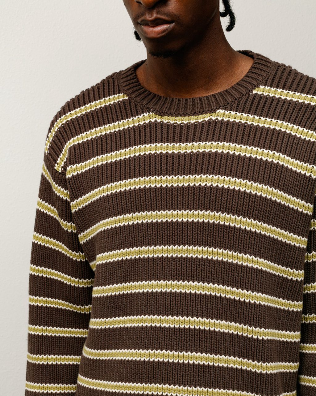 Stussy Chunky Cotton Stripe Sweater Brown PKWY32140 Murah Terbaik
