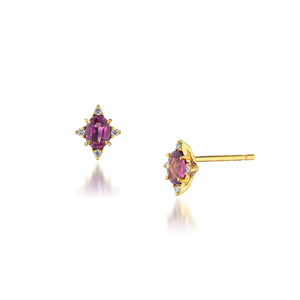 PURPLE GARNET PIERCED EARRINGS(2ZP1661)K18 ピアス｜スター