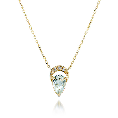 CRESCENT DROP NECKLACE (グリーンクォーツ) (2JN1123)K10 ネックレス